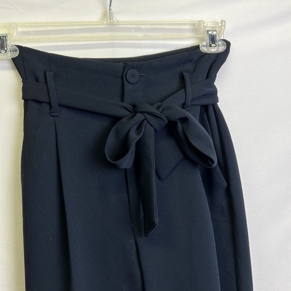 Mango Suit Paper Bag waist Navy Dress Pants Womens Size 2 - Picture 2 of 6